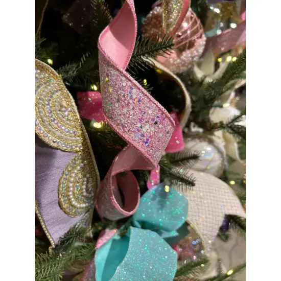 2.5" Glitter Confetti Ribbon: Pink (10 Yards) {3}