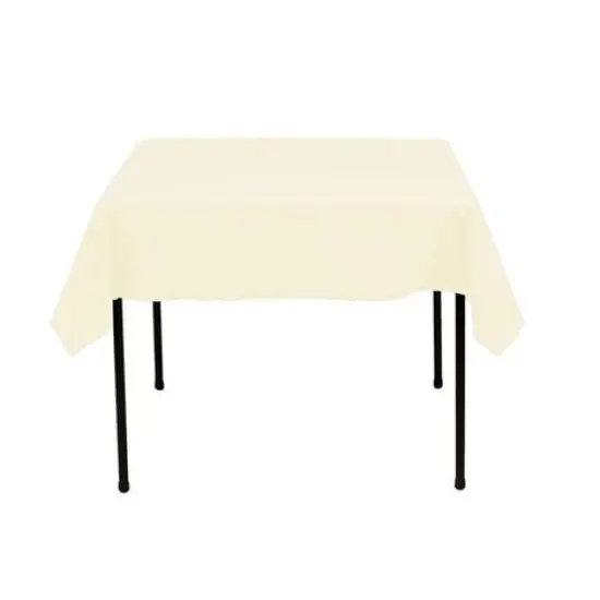 1 Yard Ivory Square Tablecloth Washable Polyester for Square or Round Tables 60 x 60 Inch Width {1}