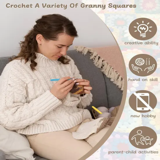 Granny Square Blanket & Bags Crochet Kit Kit {3}