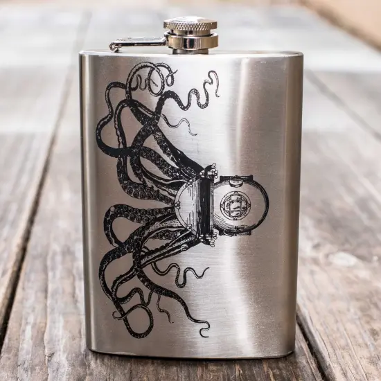 8oz Steampunk Octopus Stainless Steel Flask {2}