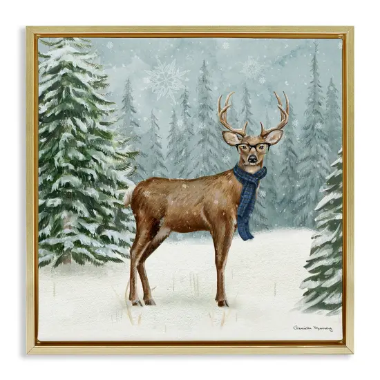 Stupell Industries Christmas Critters Reindeer Floating Frame By Danielle Murray {1}