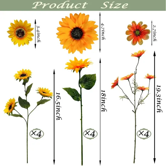 12 Bundles 1.5ft Artificial Sunflower with 36 Heads {3}