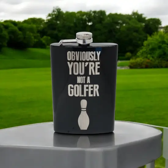 8oz BLACK Obviously You're Not a Golfer Flask {2}