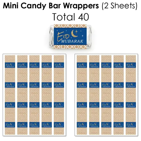 Big Dot of Happiness Eid Mubarak - Mini Candy Bar Wrappers, Round Candy Stickers and Circle Stickers - Ramadan Candy Favor Sticker Kit - 304 Pieces {4}