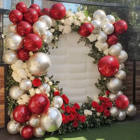 Red White Balloon Garland Dark Red Double Stuffed Balloons Arch Kit {2}