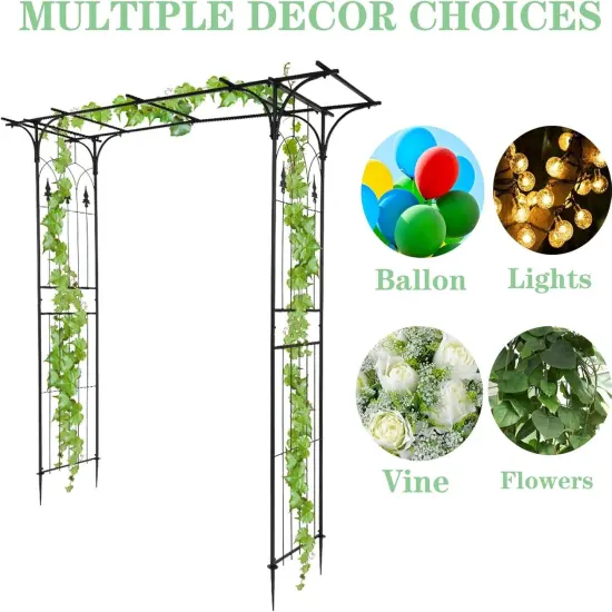 Flat Roof Wrought Iron Garden Arch Trellis Plant Climbing Frame {4}