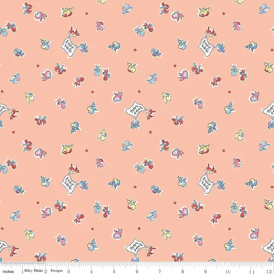 Songbirds in Apricot (c16382-apricot) | Love Notes | Lindsay Wilkes | Riley Blake {1}