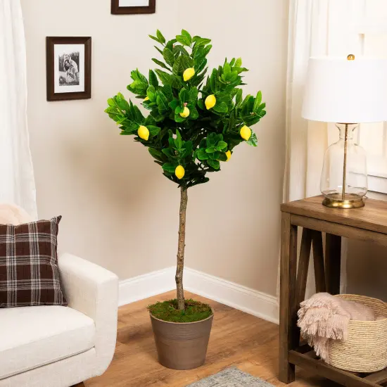 Northlight Artificial Lemon Potted Tree - 4.75' - Yellow {1}