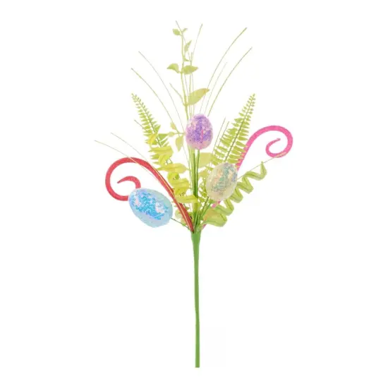 18" Iridescent Egg, Fern, Leaf, Coil, Grass Pick {1}