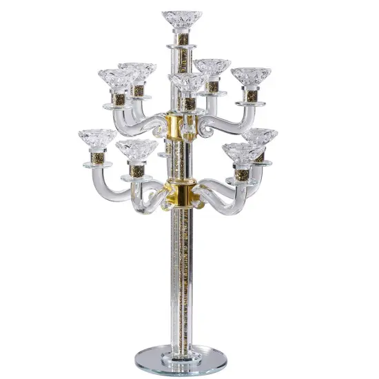 Crystal Candelabra with Mirrored Base 11 Arms Silver {1}