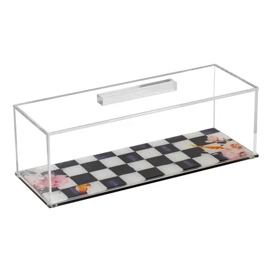 Black Chic Checkered Lucite Cake Tray with Lid {2}