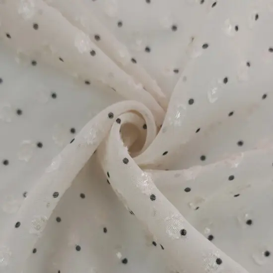 1 Yard Beige or Charcoal Clip Dot Chiffon Lightweight Sheer Polyester Fabric for Dresses, 57/58" Wide {1}