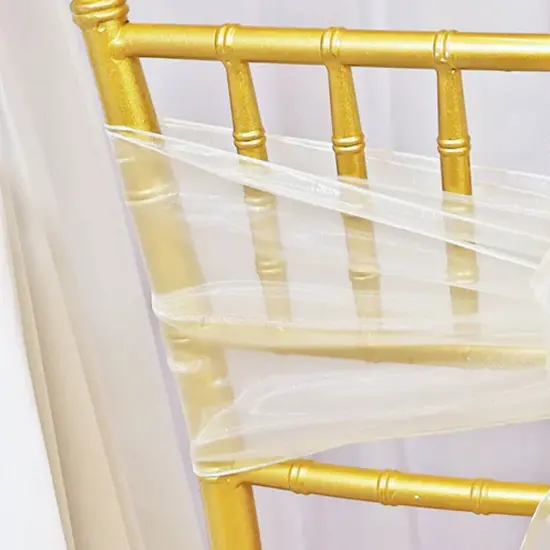 10 Pieces Ivory Organza Chair Sashes 8"x108" Sheer Elegant Wedding & Event Decor {5}