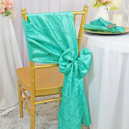 10 Pack Tiff Blue Pintuck Taffeta Chair Sashes 9.5x108 Inches {2}