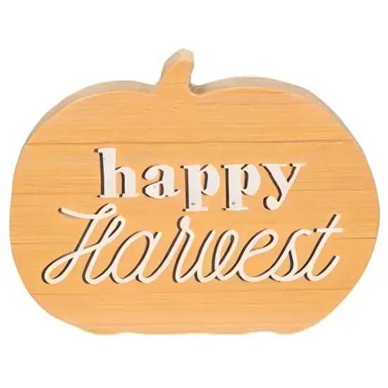 Chunky Wood Pumpkin Sitters with Fall Messages Decor 3 Asstd. {2}