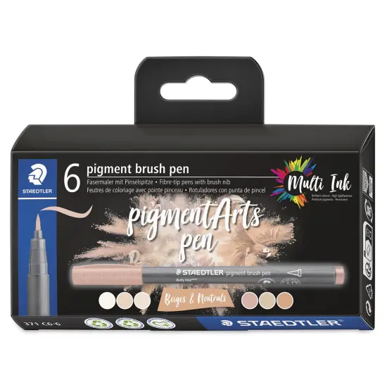 Staedtler Pigment Arts Brush Pens - Beige and Neutrals, Set of 6 {1}