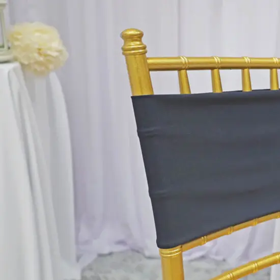 10 Pieces Durable Pewter or Charcoal Spandex Chair Bands for Banquet Chairs 7 x 13 Inches {5}