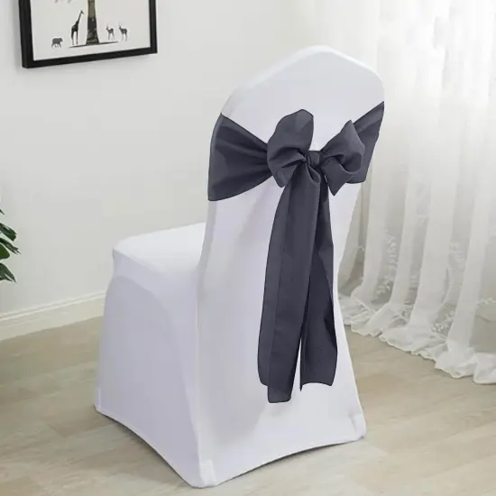10 Pieces Pewter or Charcoal Polyester Chair Sashes, Sleek Wrinkle Free Event Styling 8"x108" {2}