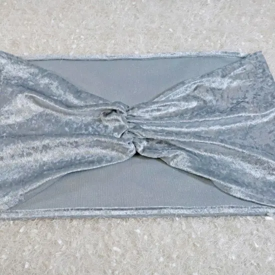 10 Pieces Dusty Blue Ruffled Ice Crushed Velvet Chair Bands for Elegant Event Styling 8 x 13 inches {5}