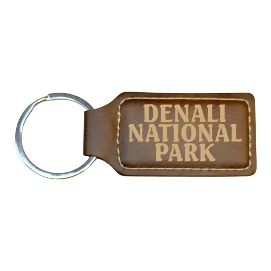 Keychain - Rectangle - Denali National Park - Leather Pink/Black {4}