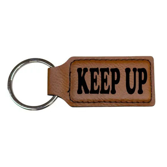 Keychain - Rectangle - Keep up - Leather Rawhide/Black {1}
