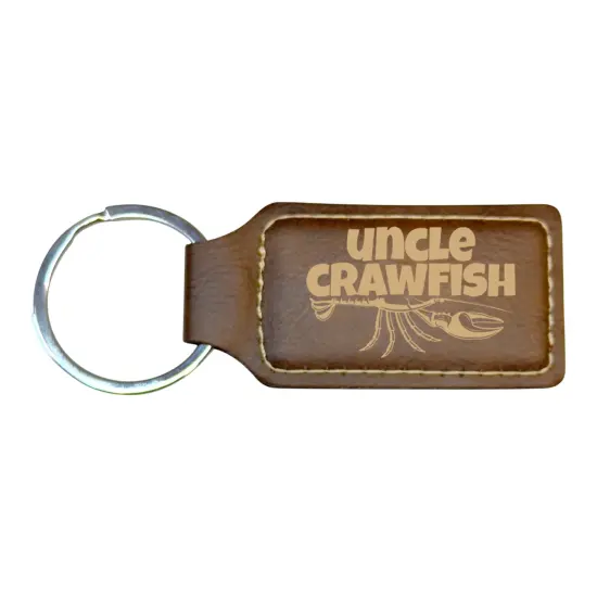 Keychain - Rectangle - Uncle Crawfish - Leather Black/Silver {3}