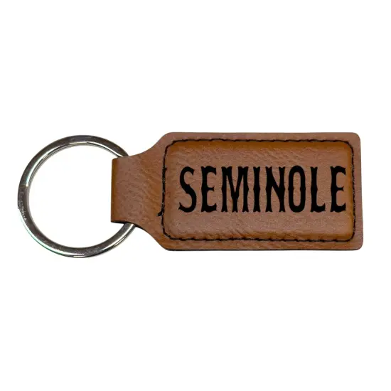 Keychain - Rectangle - Seminole - Leather Rawhide/Black {1}