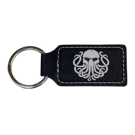 Keychain - Rectangle - Cthulhu - Leather Rawhide/Black {3}
