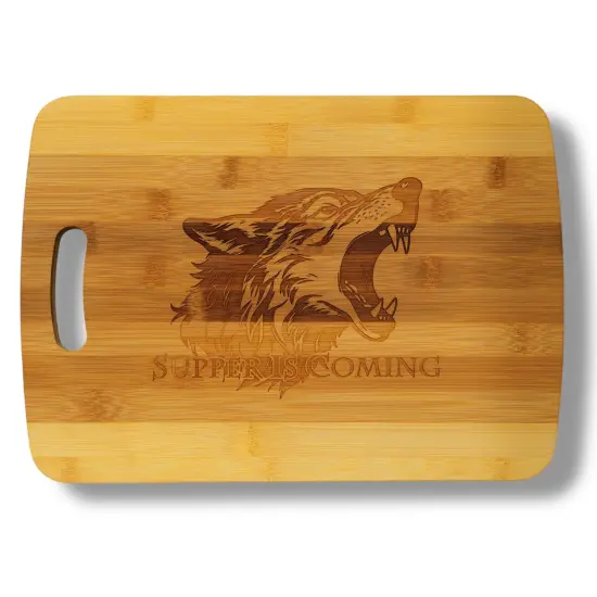 Cutting Board - Supper is Coming 14''x9.5''x.5'' Bamboo {1}