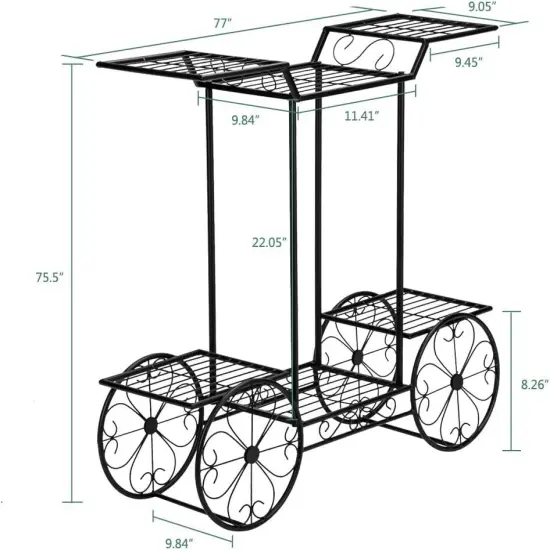 6-Tier Black Garden Plant Cart Stand {5}