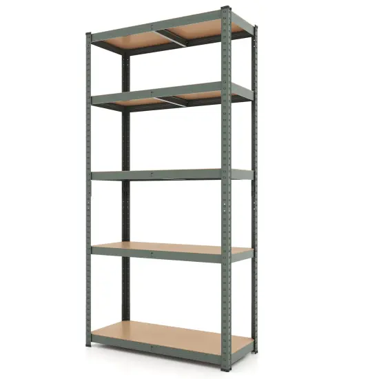 5-Tier Tall Freestanding Heavy Duty Metal Utility Rack with 5 Adjustable Shelves Suitable for Kitchens or Garage Gray {1}