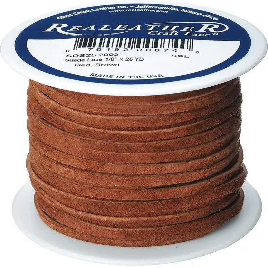 Realeather Suede Lace, 1/8" x 25 yd, Multicolors Available Dark Brown {2}