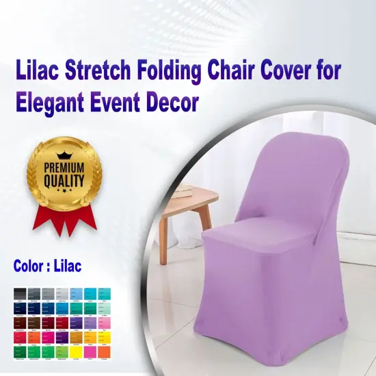 Lilac Stretch Folding Chair Cover for Elegant Event Decor {2}
