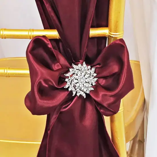 10 Pieces Burgundy Satin Chair Sashes Elegant 8"x108" Event Decor {3}
