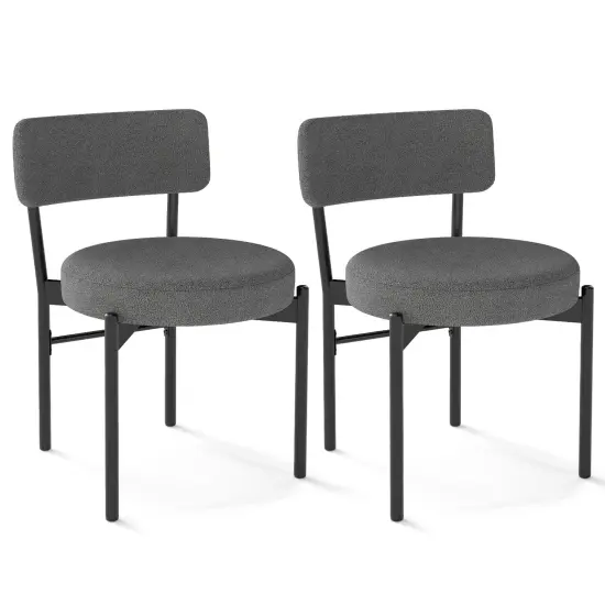 Dining Chair Set of 2 with Curved Backrest and Padded Seat for Comfort Grey {2}
