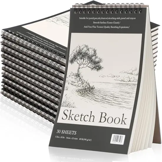 20 Pcs 5.5'' x 8.5'' Top Spiral Bound Sketch Book 30 Sheet Each(68lb/100gsm) {1}
