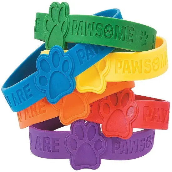 Paw Print Rubber Bracelets - 24ct {1}