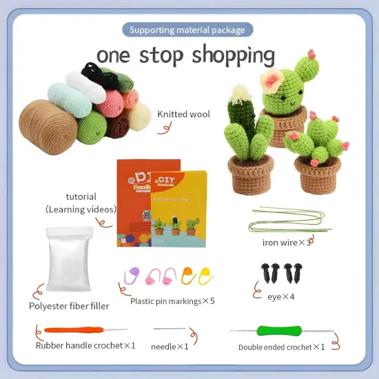 Beginner Crochet Kit - Cactus Plants Family {4}