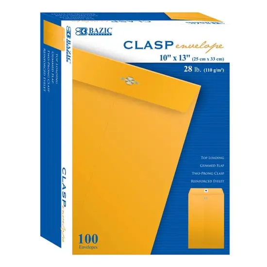 BAZIC Clasp Envelope 10" X 13" (100/Pack) {1}