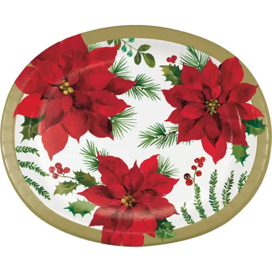 Posh Poinsettia Oval Platters - 8ct {1}