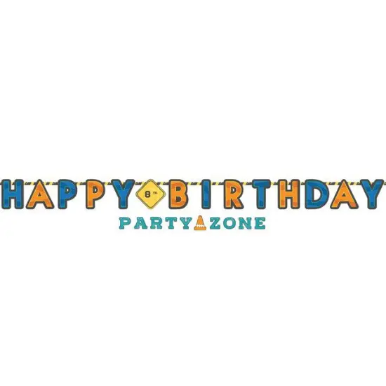 Construction Party "Add an Age" Jumbo Happy Birthday Banner Kit, 10ft, 2 Pieces {1}