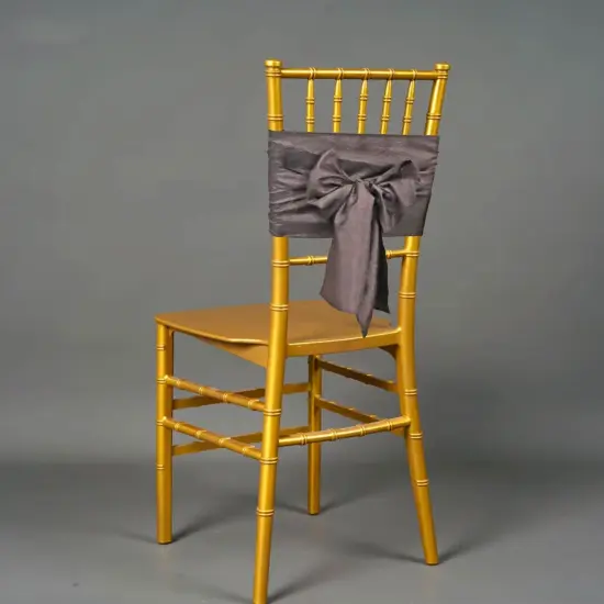 10 Pieces Chocolate Crushed Taffeta Chair Wraps, 9.5"x108" Elegant Event Bands {3}