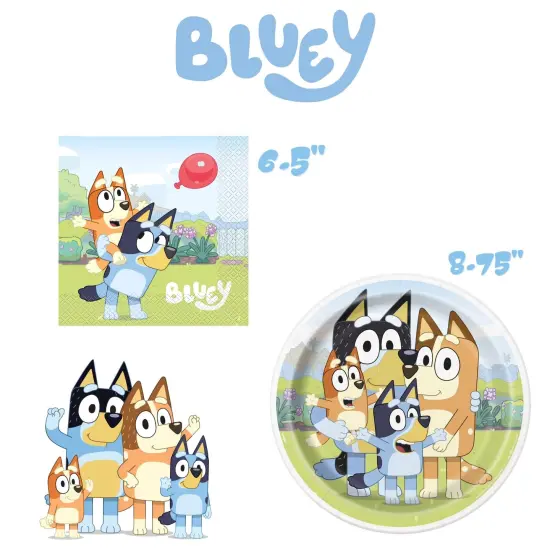Bluey Birthday Party Supplies Bundle with Bluey Dinner Plates and Bluey Napkins - Serves 16 {3}