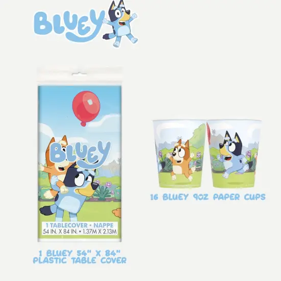Bluey Birthday Party Supplies Bundle with Bluey Dinner Plates, Bluey Cake Plates, Bluey Napkins, and Bluey Table Cover - Serves 16 {3}