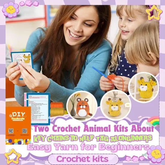2pcs Animals Amigurumi Crochet Kits - Tiger & Giraffe {4}