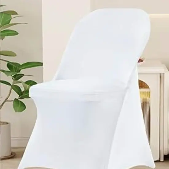 White Folding Spandex Chair Cover for Event Seating {4}