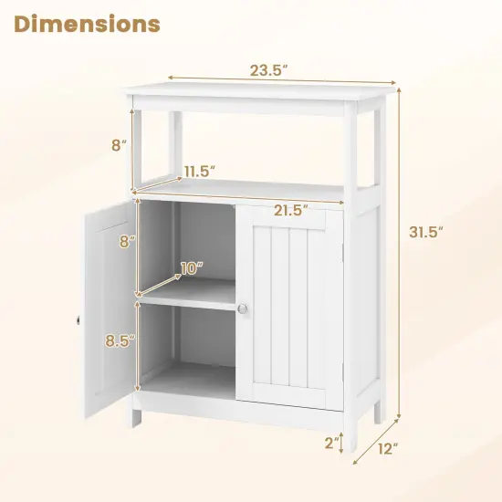 Freestanding Bathroom Storage Cabinet with Open Compartment and Adjustable Shelf White {5}