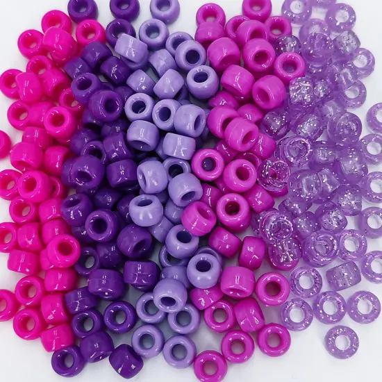 MIIIM 1000PCS 6x9mm Pony Beads Bulk, 5 Styles Purple for Bracelets Making Kit, Kandi, Hair for Braids, Craft for Jewelry Making (Purple) {1}