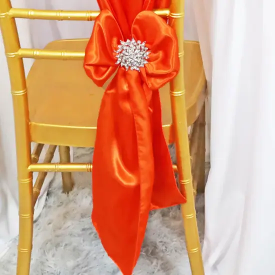 10 Pieces Orange Smooth Satin Chair Sashes, 8"x108" Decorative Accents {4}