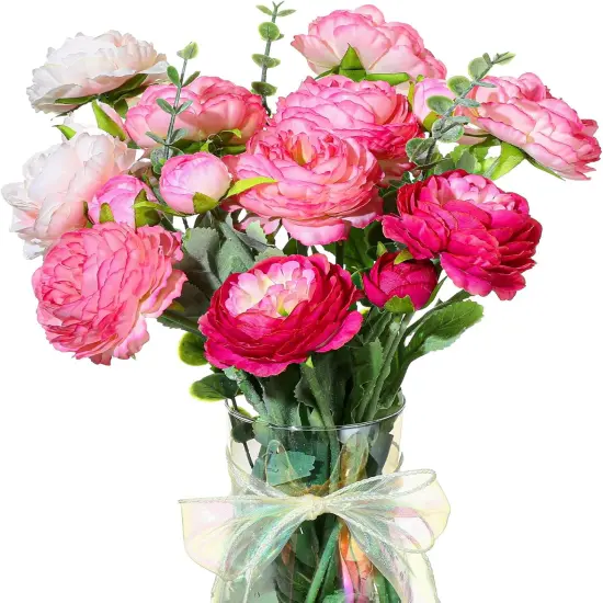 18Pcs Artificial Peony Rose & Eucalyptus Stems – Silk Faux Flowers for Bouquets & Arrangements {2}